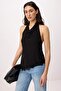 Black Regular/Normal Fit Degaje Collar Sleeveless Stretchy Knitted Blouse Twoss26Bz00622