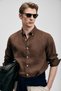 111010654 Pitaya Men's Linen Shirt Comfort Fit Men's Shirt Brown - 4