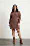Plus Size Long Sleeve Crew Neck Straight Cut Dress 100-189 - 2