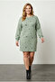 Plus Size Long Sleeve Crew Neck Star Print Stretchy Dress 84-158