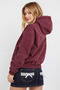 Orla Burgundy Color Canvas Lined Hooded Coat - 2