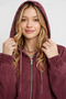 Orla Burgundy Color Canvas Lined Hooded Coat - 4