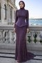 Exclusive Hijab Evening Dress with Detachable Cape Detail and Satin and Tulle Combination Lila 1064 - 4