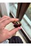 Burgundy and Gold Color Detail Ring Plate Earrings - 5