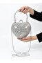 Women's Silver Crystal Heart Evening Bag - 3