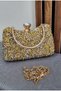 Women's Crystal Stone Gold Evening Dress Bag - 3