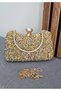Women's Crystal Stone Gold Evening Dress Bag - 2