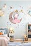 Cute Girl Sitting on the Moon - Kids Room Wall Sticker - 2