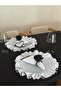 6-Piece White Shine Embroidered Ruffle Set Linen Supla / Placemat - 5