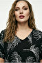 Plus Size Short Sleeve Crew Neck Printed Slit Long T-Shirt 303780 - 5