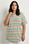 Large Size V-Neck Striped Short Sleeve Zebra Cotton Viscose T-Shirt 303953 - 2