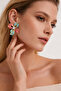 All Colors |   Colorful Flower Design Steel Earrings - 2