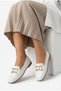 Women's Loafer Ballet Flats with Gold Buckle, Daily Comfortable Office Shoes, Non-Slip Sole, Stylish Classic - 4