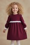 Girl's Velvet Dress Ribbed Scalloped Combination Formal Casual - 4