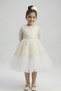 Girl's Tulle Ruffle Design Special Occasion Dress M00793 Ecru - 4