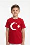 Cotton Pack Short Sleeve Unisex Kids T-Shirt for Moon Star Turkish Flag M00791 Red - 2