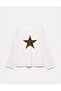 100% Cotton Oversize Fit Leopard Star Printed - Crew Neck Long Sleeve T-Shirt