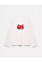 100% Cotton Oversize Fit Pomegranate Printed - Crew Neck Long Sleeve T-Shirt