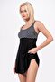 Women's Square Patterned Dress Skirted Swimsuit - 4