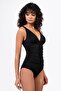 Women's Draped Compact Black Swimsuit - 5