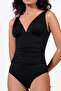 Women's Draped Compact Black Swimsuit - 4