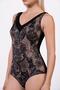 Women's V-Neck Coffee Patterned Leafed Recovery Swimsuit - 2
