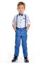 Boy's Suspender Bow Tie Shirt Suit Sb303 Indigo - 7
