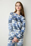 Snowflakes Fuzzy Multicolor Sweatshirt Pajama Top