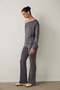 Gray Boat Neck Modal Open Front Sweatshirt - 6