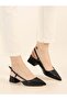 Mehtap Open Back Bow Detailed Classic Women's Heeled Shoes Black