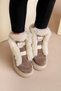 Lana Fur Detailed Leather Girl's Boots Sand Color - 2