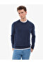 Light Navy Blue Slim Fit Crew Neck Basic Sweater 50314192-Vr059 - 2