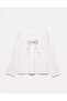 100% Cotton Oversize Fit Thin Ribbon Printed - Crew Neck Long Sleeve T-Shirt