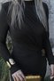 Khaki brooch detailed gathered Slit dress - 4