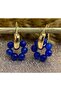 Steel Ring - Natural Stone Earrings (Inner Diameter 1.5 Cm) Navy Blue - 2
