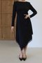 Black Asymmetrical Cut Lace Detailed Midi Dress - 7053