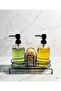 Luxury Double Glass Soap Dispenser with Metal Stand - Kitchen Liquid Soap Dispenser Set with Stand Bathroom Double Soap Dispenser Set