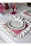 Mia 6-Piece Raw Linen Checkered Ruffle Detailed American Tablecloth/Placemat