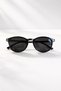 Pera Black Round Oval Unisex Men's Women's Uv400 Protected Bone Trend Sunglasses - 2