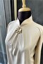 Stylish Blouse Shirt with Gold Brooch Detail - 3