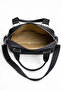 Women's Black Satin Shiny Waterproof Multi-Compartment Hand & Shoulder Bag — Daily Mini Crossbody Bag with Column Strap - 3