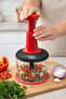 Manual Press Hand Rondosu with Steel Blade - Vegetable, Onion, Garlic Chopper (Red) - 2