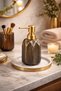 Retro Gold Detailed Antique Porcelain Liquid Soap Dispenser - Marble Countertop Compatible, Stylish Bathroom & Kitchen Soap Dispenser
