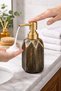 Retro Gold Detailed Antique Porcelain Liquid Soap Dispenser - Marble Countertop Compatible, Stylish Bathroom & Kitchen Soap Dispenser - 2
