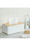 Wooden Lid Napkin Holder Presentation Stand |   21 X 13 X 9 cm White Color 1 Piece - 2