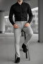 Men's Slim Fit Stretch Fabric Ankle Length Italian Cut Gray Fabric Trousers - 5