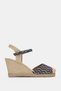 Alvessa Ankle Adjustable Buckle Round Toe Straw Women's Heeled Shoes - Black - 3