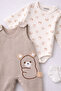 Bear Embroidered Baby Boy Rompers 3-Piece Romper Set – Bodysuit, Rompers and Socks |   3-6-9 Months Baby Clothes - 5
