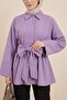 Beli Corseted Hidden Buttoned Belted Poplin Tunic -Lilac - 3