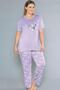 Plus Size Oversized Viscose Short Sleeve Summer Pajama Set B08-76 - 2